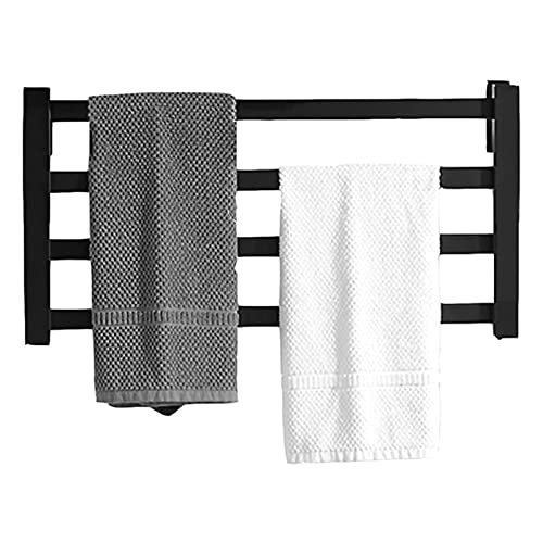 Calentador de Toallas eléctrico para baño, toallero calefactado, montado en la Pared con toallero de 4 Barras, Resistente al Agua IPX4, de Fibra de Carbono, de Acero Inoxidable 304, con un h
