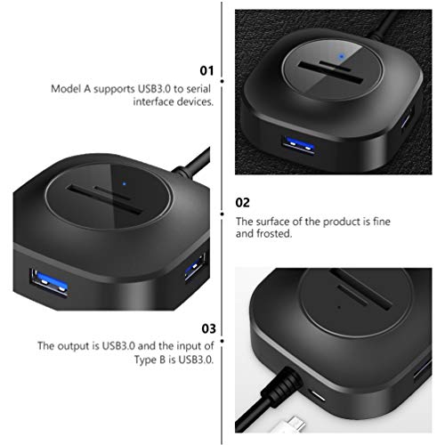 OSALADI Hub USB 3.1 com leitor de cartão com 2 portas USB tipo C para cartão SD de memória micro SD