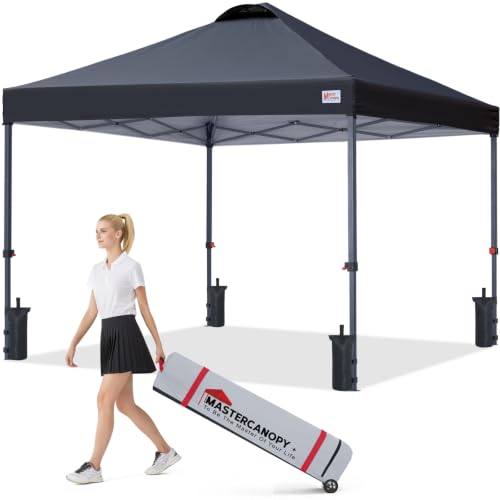 Image of MASTERCANOPY 8x8 Durable Pop Up Canopy Tent with Roller Bag, Black