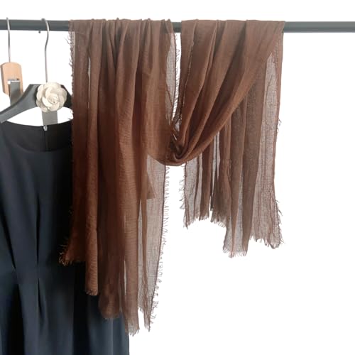 Image of Crinkled PolyCotton Scarf for Women - 180 x 90 cm Stole for Women | PolyCotton Scarf for Summers, Head Cover for Women | Lightweight Scarf for Women | Women Accessory