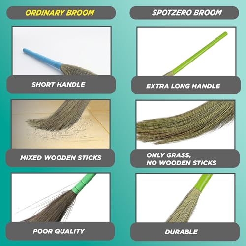 Image of Spotzero By Milton Airavat Premium Grass Broom I Blend Shillong & Silchar Grass I Extra Long Ergonomic Handle Design, Set of 1