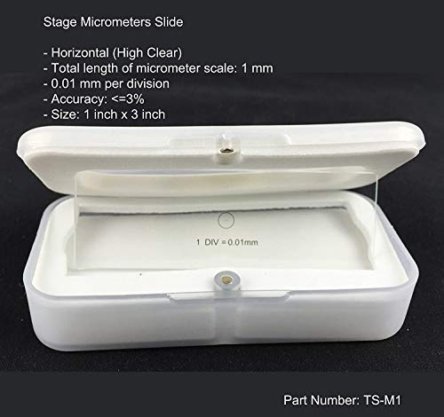 Azzota Stage Micrometers Slide (Stage Graticules) - Horizontal, Length: 1 Mm, 0.01 Mm Per Division #TOP5