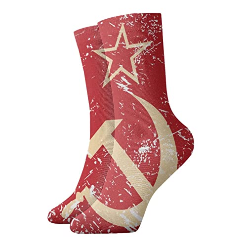 AOOEDM Kommunismus Sowjetunion Flagge Sportsocken Söckchen Freizeitsocken Crew Socken 30cm Cover