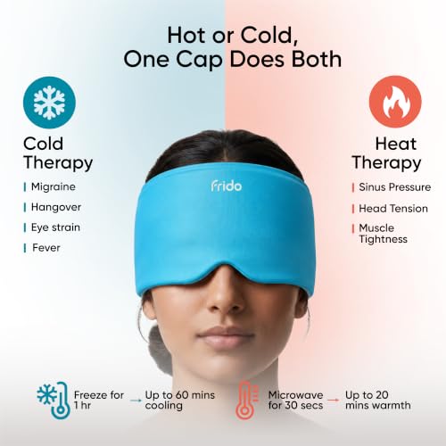 Image of Frido Hot & Cold Therapy Cap | 360 Full Head Coverage | Reusable Cooling & Warming Cap with Gentle Compression | Blue