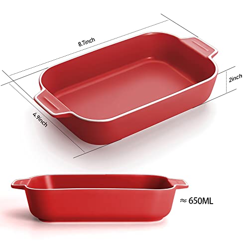 Au Gratin Baking Dishes, Yfwood 8.7''X5'' Small Casserole Dishes For The Oven, Bakeware With Double Handle For Casseroles, Lasagna & Cobblers, Oven, Microwave & Dishwasher Safe,Set Of 2,Red #TOP5