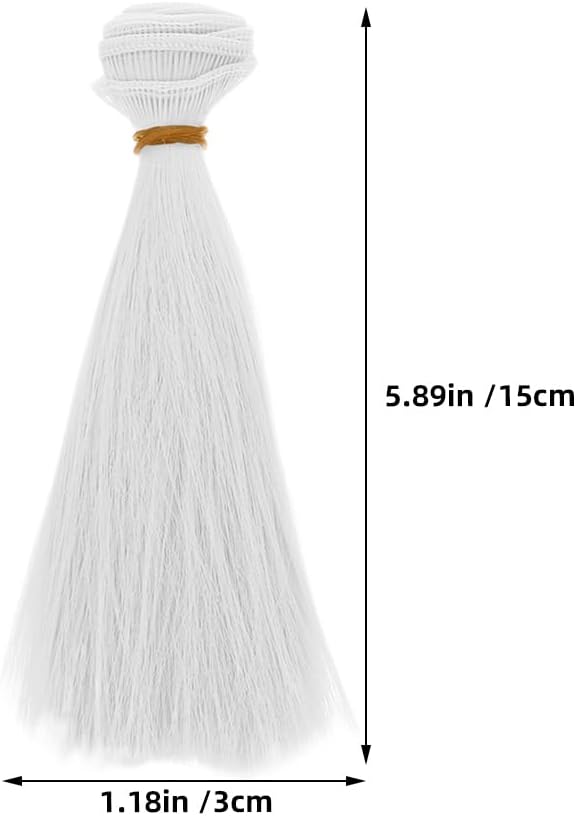 NUOBESTY 6Pcs Straight Synthetic Doll Hair Wefts Hair Extensions for Dolls DIY Rerooting Crafting Soft Tangle-Free Faux Wigs 5.90X1.18X0.78In