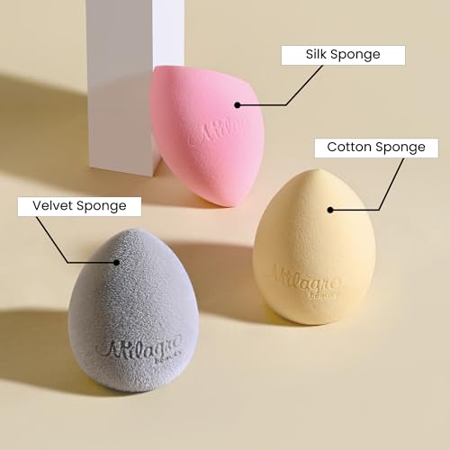 Image of Milagro Beauty Makeup Sponge Blender Non-latex, Soft, Satin Blending Puff for Foundation, Face Powder, Cream Wet & Dry Make Up (Grey)