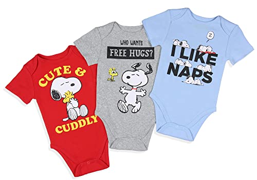 Image of INTIMO Peanuts Infant Boys' Snoopy and Woodstock Sleeper 3 Pack Sleep Pajama