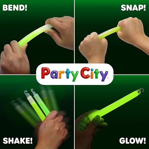 Party City Green Glow Sticks Bulk Pack 6”- 25pk Glow in the Dark Sticks for Kids, Waterproof Camping Survival Ultra Bright Emergency Light Stick with String, Neon Glowsticks Party Supplies Favors - image 3
