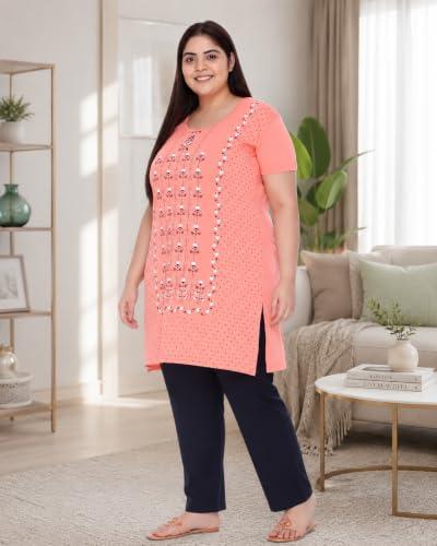 Image of In Love Women's Plus Size Printed Cotton Long-Line T-Shirt with Pocket | Cotton fabric - soft longline T-shirt with easy plus-size fit