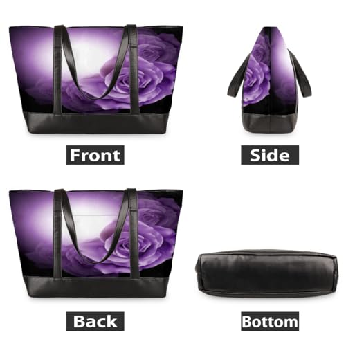 Koblen Rose Purple Flower Laptop Tote Bag For Women 15.6 Inch Lightweight Computer Shoulder Purse Bag With Compartment For Work Travel Laptop Organizer Handbag thumb #5