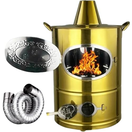 Barriles para quemar para exteriores, jaula incineradora de acero inoxidable con chimenea, contenedor incinerador para quemar en el jardín con gancho para fuego, quemador de leña para quemar hoja