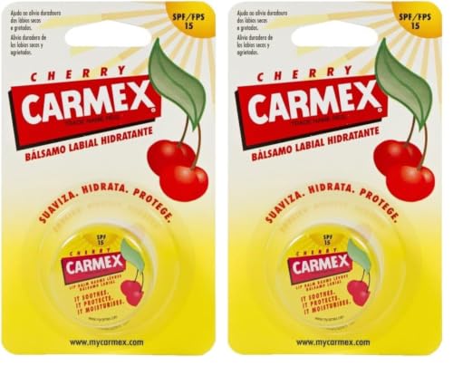 Carmex Bálsamo Labial SPF 15, Tarro Cereza, 7,5g (Paquete de 2)