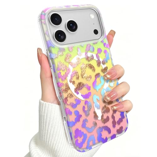 Coque iPhone 17 Pro Max MagSafe AIGOMARA motif léopard irisé antichoc