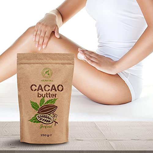 Kakaobutter - 250g - Theobroma Cacao - Roh Cacaobutter - Kakao Butter in Stücken - Kaltgepresst - Unraffiniert - Rein und Natürlich - für Speisen und Hautpflege - Cacao Butter