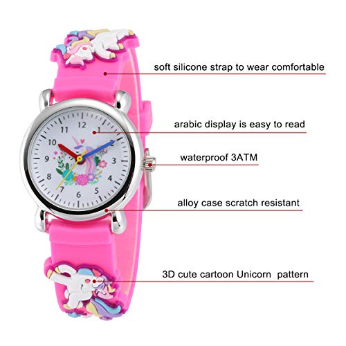 Image of Jewtme Kids Time Teacher Watches 3D Cute Cartoon Silicone Children Toddler Butterfly Wrist Watches for Ages 3-10 Boys Girls Little Child