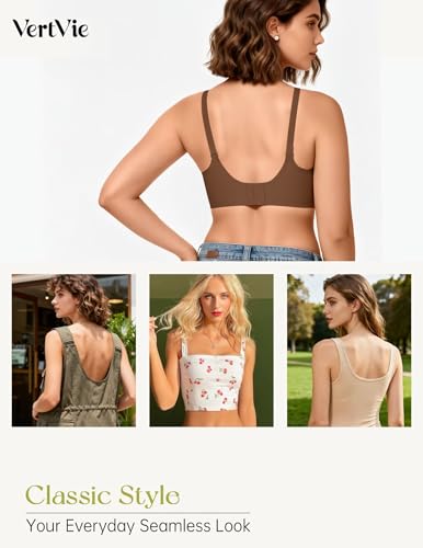 Image of Vertvie Women Wireless Jelly Bras Push Up Seamless Bra Supportive No Underwire Soft Halter /U /Racerback Sport T-Shirt Bralette