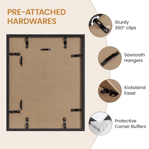 Image of 12x15 Picture Frame,Solid Oak Wood 12 inchx15 inch Photo Frame, Black Color Tempered Real Glass 12 by 15 Wooden Frames with No Mat,15x12 Picture Frames for Wall or Tabletop Display