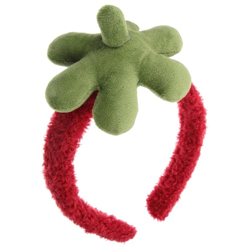 Genérico Diadema de Vellón Ancho Cuidado Piel, Banda para Lavarse la Cara, Accesorios de Maquillaje y Cabello, Diadema de Spa Femenina Diseño de Fresa, Color Rojo y Verde, Adecuado para