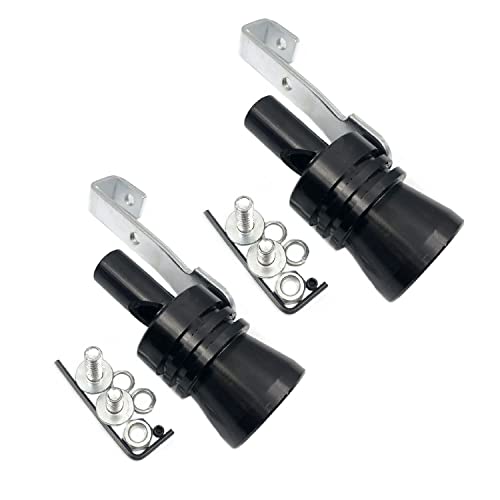 DEVMO 2pcs XL Size Aluminum Alloy Universal Turbo Sound Exhaust Muffler Pipe Whistle Car Roar Maker (XL-Black)