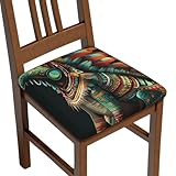 Vendhui Indian Iguana with A Long Tail Chair Seat Covers Set of 2 Cushion Slipcovers for Kitchen Restaurant Office