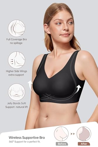 Image of Vertvie Women's Wireless Supportive Bras Comfortable Seamless Full Coverage Bra No Underwire Soft Push Up Everyday Bralette