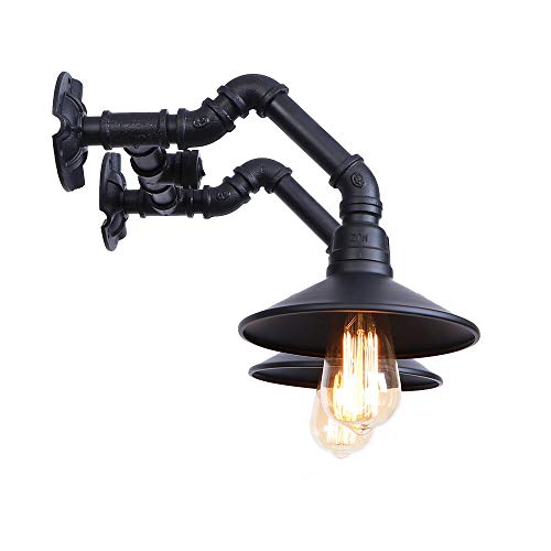 Wall Light, Chandelier, Black 2 Lights Water Pipe Iron Wall Lamp Industrial V-intage Button Switch Wall Lights Steam Punk Loft Compatible with Living Room Bedroom Bar Restaurant Deco Modern Chandelier steampunk buy now online Wall Light, Chandelier, Black 2 Lights Water Pipe Iron Wall Lamp Industrial V-intage Button Switch Wall Lights Steam Punk Loft Compatible with Living Room Bedroom Bar Restaurant Deco Modern Chandelier steampunk buy now online