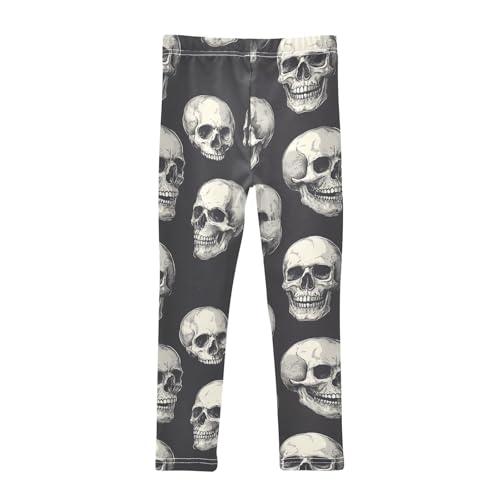 Funny Human Skulls Black Skulls Girls Leggings Kids Yoga Pants Dance Active Tights 4T2
