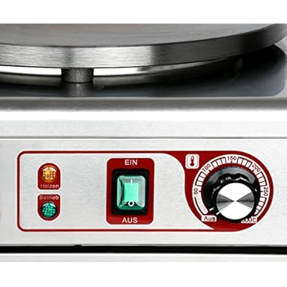 Beeketal 'BC40-2' Gastro Doppel Crepes Maker mit 2x Ø 400 mm Gusseisen Crepesplatten, 50-300 °C einstellbar, Platten separat regelbar, Profi Crepiere im Edelstahl Gehäuse mit extra Schublade – Bild 7
