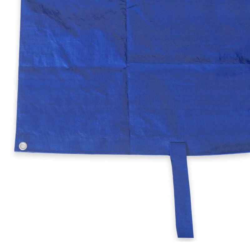 Bâche Piscine Rectangulaire 6x10 m - Filet d'écoulement - Bleue - Résistante - Anti-UV - Oeillets