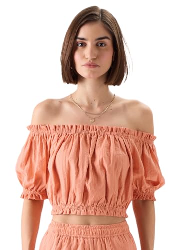 Image of The Souled Store Women's Cotton Solid Regular Fit T-Shirt