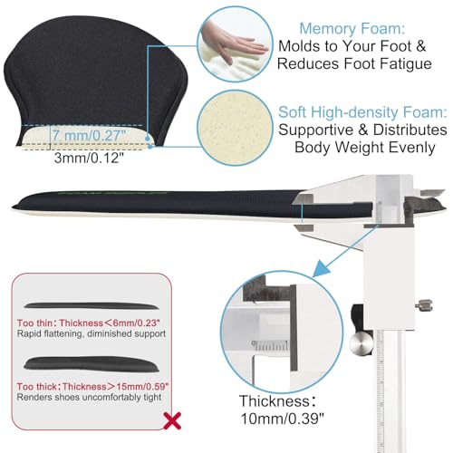 Image of Endoto Memory Foam Insoles for Skechers Shoes, Replacement Upgraded Cushion Inserts for Women Shock Absorbing & Foot Comfort All Day(Color:Upgrade-Black+Beige,Size:US Women8-EU38)