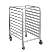 HALLY SINKS & TABLES H Brötchenregal, 10 Etagen, mit Rädern, kommerzielles Bäckerei-Regal aus Aluminium für volle und halbe Bleche – Küche, Restaurant, Cafeteria, Pizzeria, Hotel und Zuhause, 66 cm L