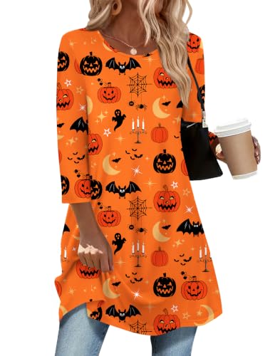 Image of Zeagoo Women Tops 3 /4 Sleeve Dressy Casual Plus Size Tunics Loose Blouses