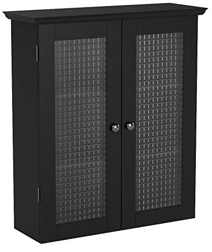 Elegant Home Fashions Chesterfield Wall Cabinet with Two Glass Doors