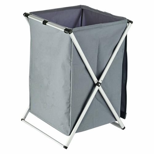 Mtlavishness Cesto para la Ropa sucia con Tapa y asa Cesto para Ropa Plegable Organizador Contenedor de Almacenamiento Marco de Aluminio para baño Dormitorio Sala de Estar Negro (Gris oscura)