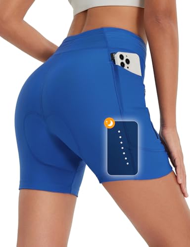 baleaf Feminino Calções De Ciclismo Acolchoados 4D, Cintura Alta, Roupa Íntima Para Ciclismo, Bolsos