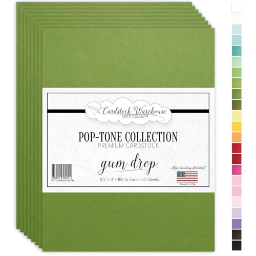 Cardstock Warehouse Pop-Tone Gumdrop Green Cardstock Paper – 25 Sheets, 8.5 x 11" - 100 lb / 270 GSM Premium Green Card Stock for Die-cutting, Crafts, Printing, Card Making and DIY Projects