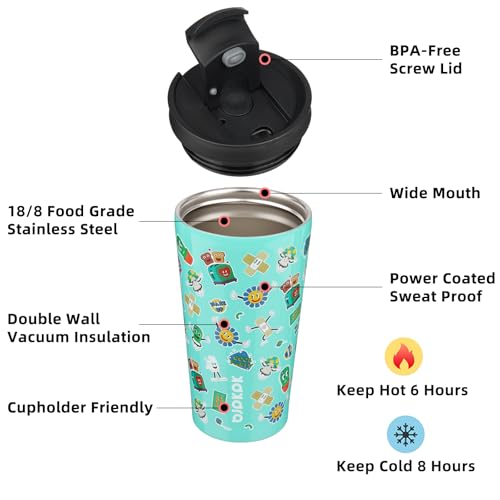 Image of BJPKPK 18 oz Coffee Tumbler with Straw, Insulated Stainless Steel Cup
