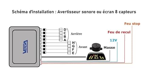 Rückfahrrad mit LED-Display VEGA® Französische Marke, 8 Sensoren, Schwarz