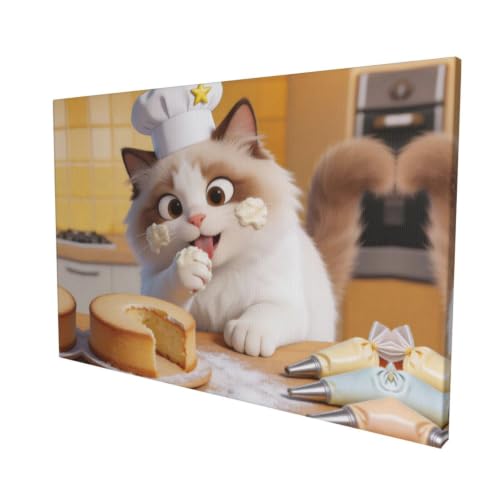 Impression sur toile chat de chef pour raviver un mur blanc vide