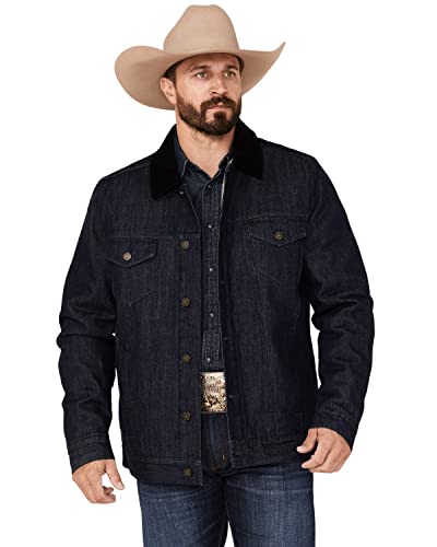 Cody James Men's Grand Teton Dark Wash Sherpa Cord Collar Denim Jacket - Cjfa22o15-Dkw