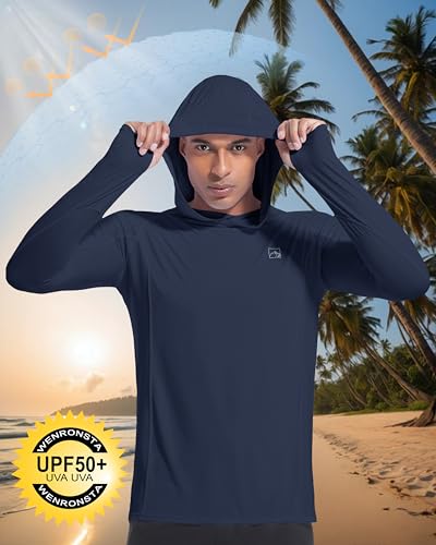 Men's UPF50+ Hoodie Shirts Rash Guard Long Sleeve UV Sun Protection Lightweight Quick Dry SPF Fishing Athletic Running Swim2