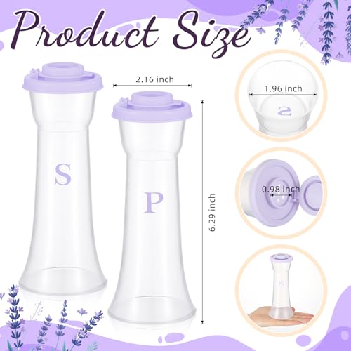 Image of Set of 2 Plastic Salt and Pepper Shakers with Lids Large Salt Shaker Pepper Container Vintage Tall Hourglass Camping Picnic Outdoors Travel Spice Set for Home Picnic Kitchen(Classic,Purple)