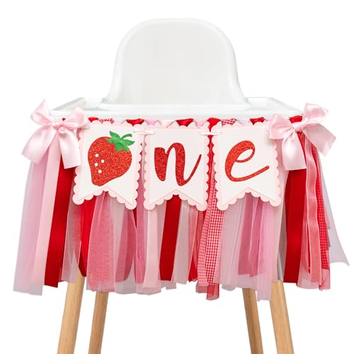 Strawberry Highchair Banner 1st Birthday