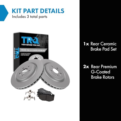 Image of TRQ Rear Brake Pad and Rotor Set Ceramic Coated Rotors 365mm Compatible with 2017-2020 Chevrolet Camaro