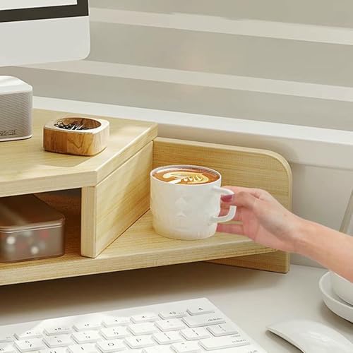 Support d'écran d'angle en bois double couche pour optimiser votre bureau en L