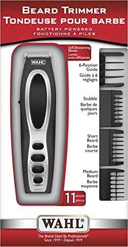 Wahl Canada Beard Trimmer, Self-sharpening precision ground blades, Battery Operated, Men Grooming, V-trim guide for fine line detailing - Model 3283