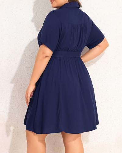 Image of Talisea Plus Size Summer Shirt Dress with Pockets for Women