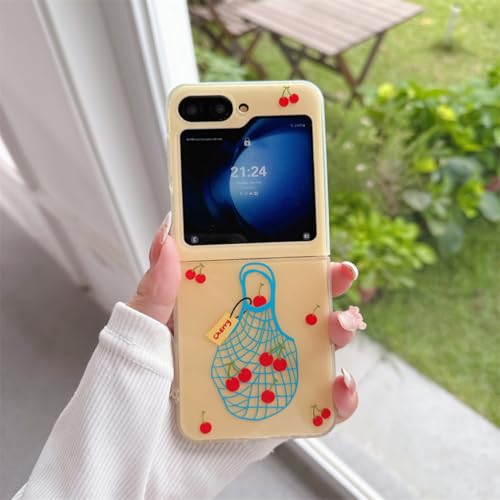 Coque Galaxy Z Flip6 rigide anti-choc originale illustrée de fruits avec bijou suspendu